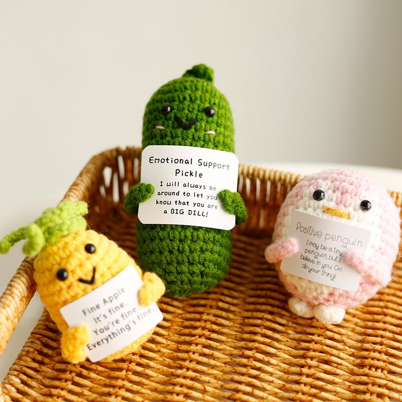 Cute Handwoven Positive Energy Potato Ornaments Handmade Crochet Support Emotional Pickles Cucumber Home Room Decoration Gifts