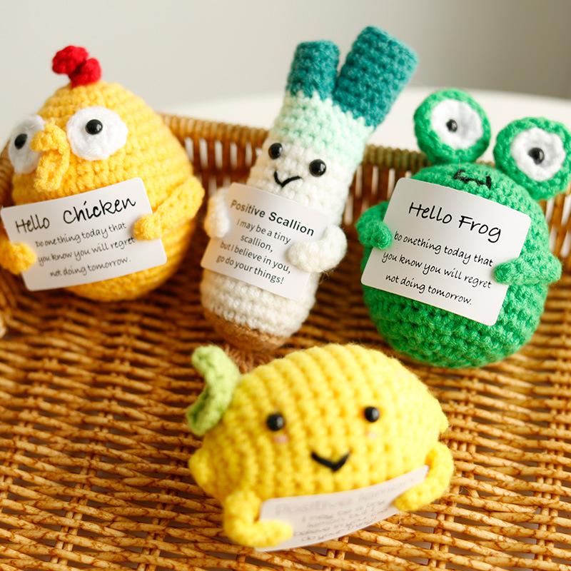 Cute Handwoven Positive Energy Potato Ornaments Handmade Crochet Support Emotional Pickles Cucumber Home Room Decoration Gifts