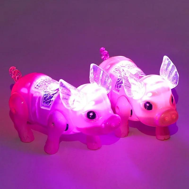 Cute Pink Electric Walking Pig with Light Music Children's Fun Toys