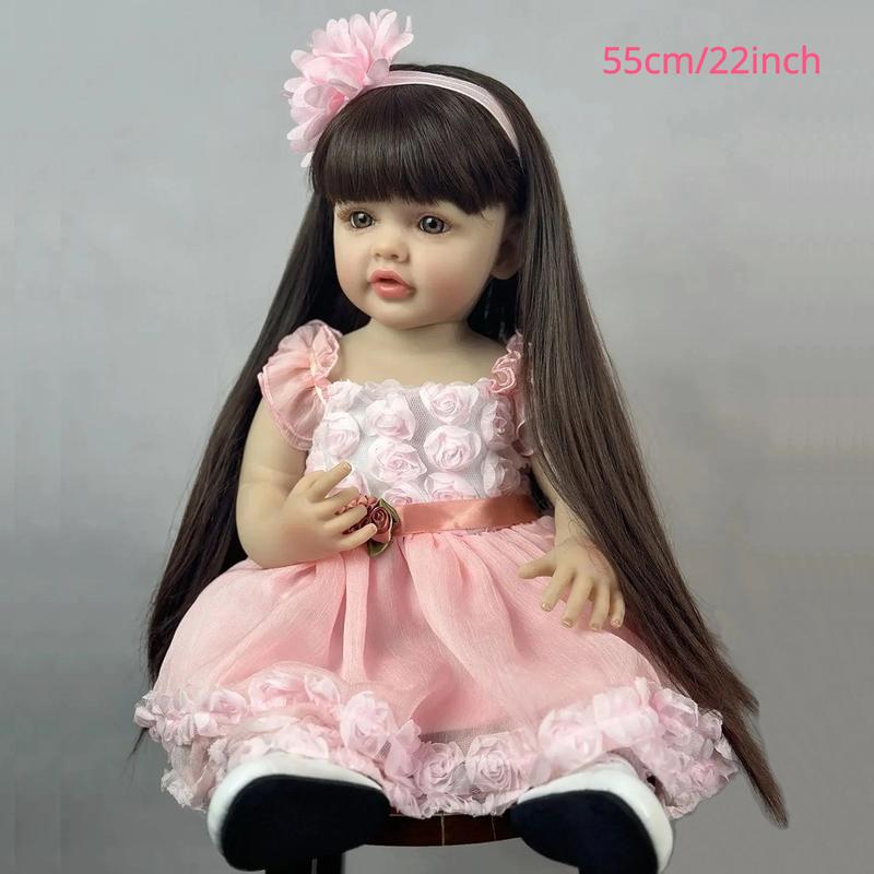 full body silicone doll,55cm Ultra-Realistic Soft Silicone Princess Doll - Cuddly, Hypoallergenic & Detailed - 22in Newborn Art Toy for Unforgettable Playtime - Perfect Christmas Gift dolly  pops full body