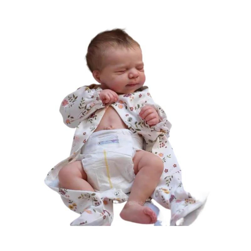 19 Inch Reborn Baby Doll Soft Silicone Reborn Baby Dolls Hand Implanted Hair Can Enter the Water for Kids 3+