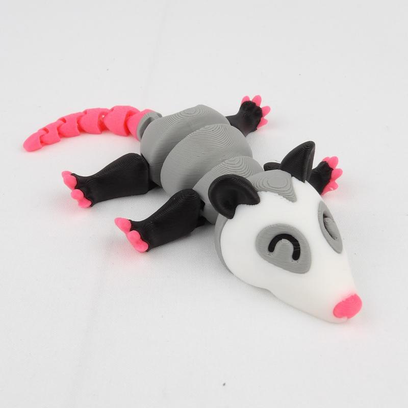 Colorful Articulated Opossum Desk Buddy - 3D Printed Fidget Toy for Stress Relief!