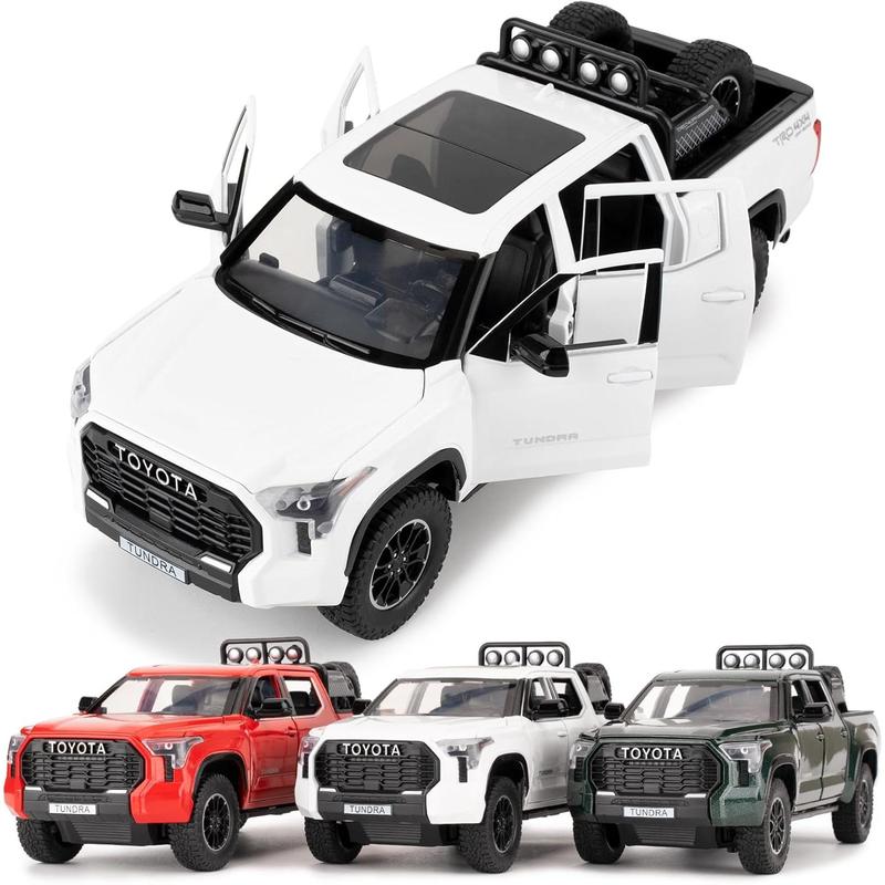 1:24 Tundra Off-Road Pickup Car Model, Pull Back Diecast Truck Toy with Sounds＆Lights for Kids Boys Girls and Adults, Gift Red