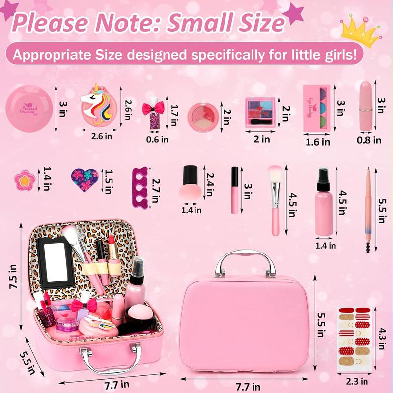 Kids Washable Makeup Girl Toys - Kids Makeup Kit for Girl, Real Make Up Set, Little Girls Makeup Kit for Toddler Kid Children Princess, Christmas Birthday Gift Toys for Girl 4 5 6 7 8 9 10 Year Old