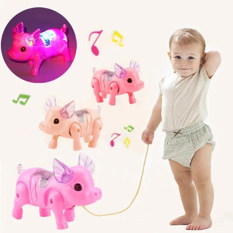 Cute Pink Electric Walking Pig with Light Music Children's Fun Toys