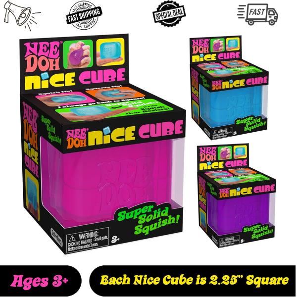 Schylling NeeDoh Nice Cube - Sensory Squeeze Toy with Super Solid Squish - Cube (Pack of 1)