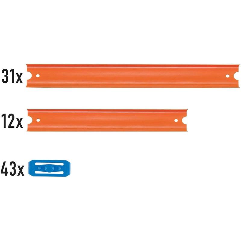 Hot Wheels Toy Car Track Set, Mega Track Pack, 87 Component Building Parts for 40-ft of Track & 1:64 Scale Vehicle ( Exclusive)