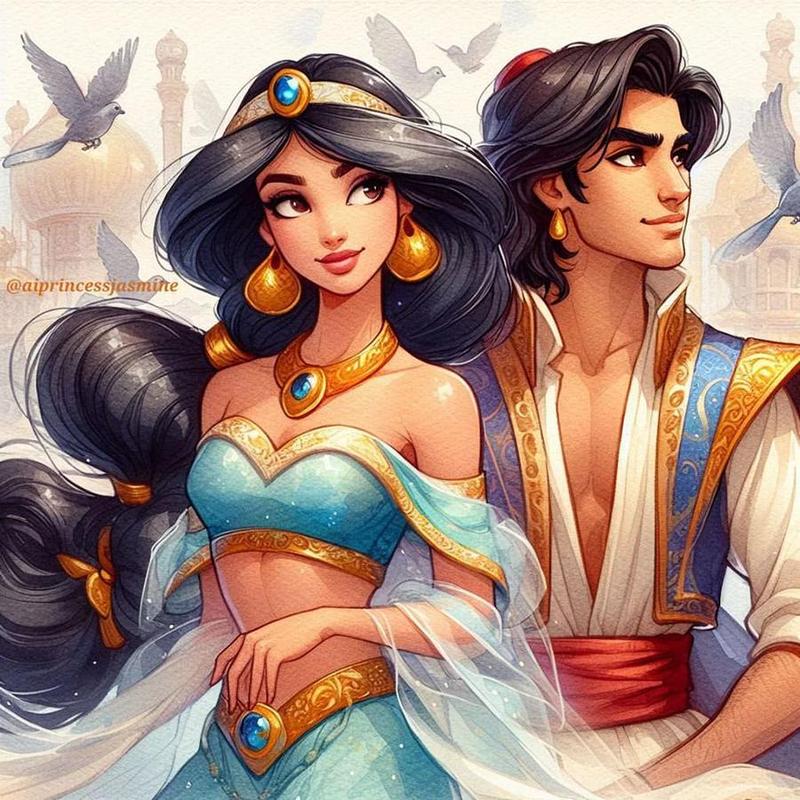 Disney Princess Jasmine Pattern DIY Diamond Art Colorful Painting Kit without Frame, 1 Set DIY 5D Diamond Arts Colorful Painting, Wall Art for Home Decor