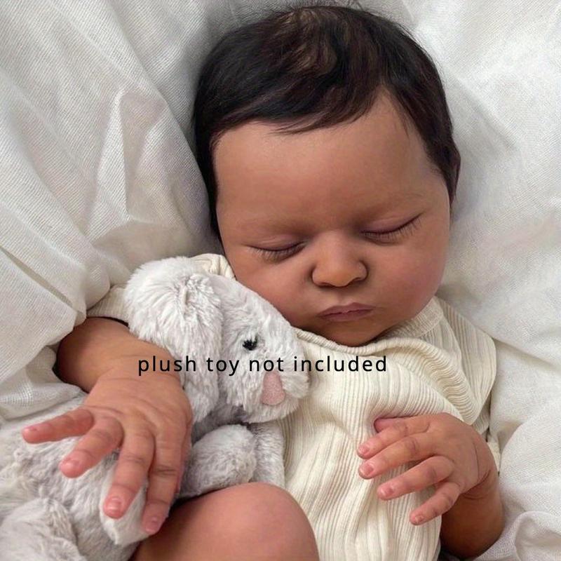 50cm Soft Vinyl Reborn Black Baby Doll - 20 Inch Lifelike Newborn Girl Toy with Cloth Body, Perfect Birthday Gift for Kids, Halloween, and Christmas