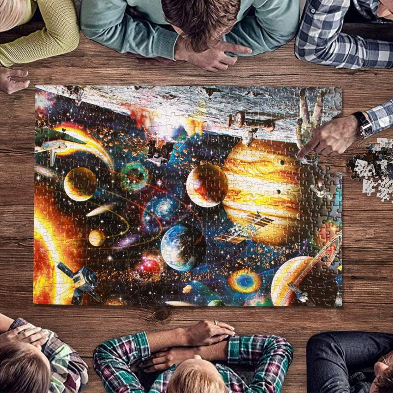 Puzzles for Adults 500 Pieces Jigsaw Puzzles Space Traveler Solar System Puzzle for Family Challenging Hard Puzzle Summer Games 14.5