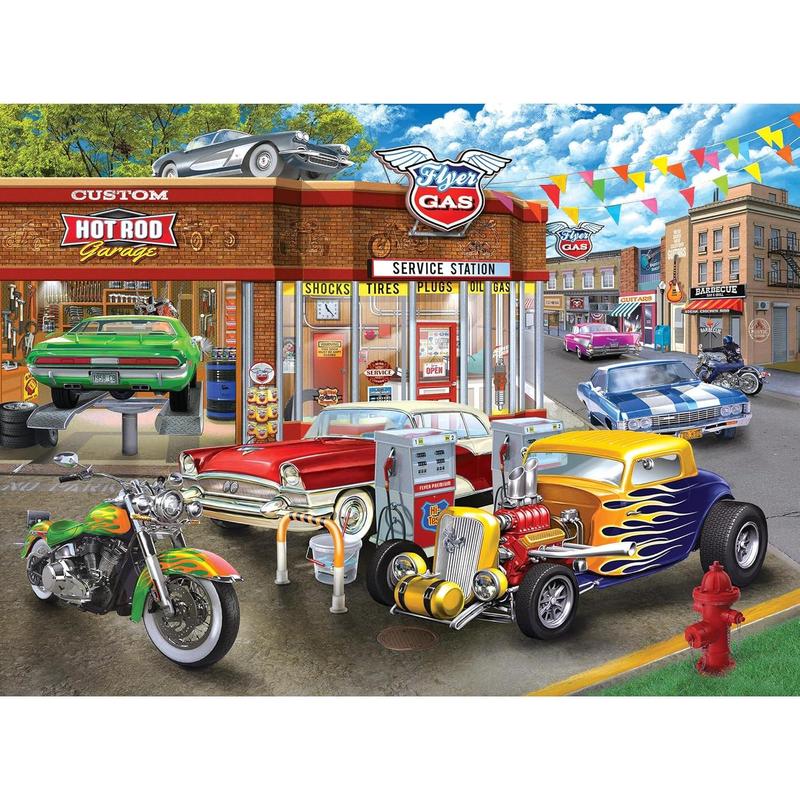 Hot Rod Garage - 1000 Piece Jigsaw Puzzle for Adults