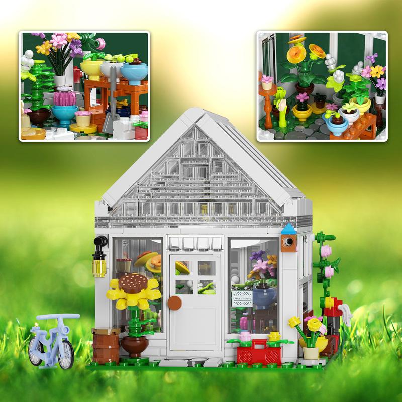 Small White Flower House Building Blocks Set, Great Christmas Gifts for Fans and Kids (382 pcs)