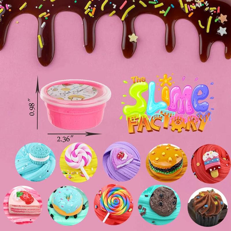 Christmas gift 24 Pack Slime kit, Butter Slime, Macaroon Colors Cake Donut and Fruit Party Favors Slime， Stretchy and Non-Sticky, Stress Relief Toy for Kids Partys