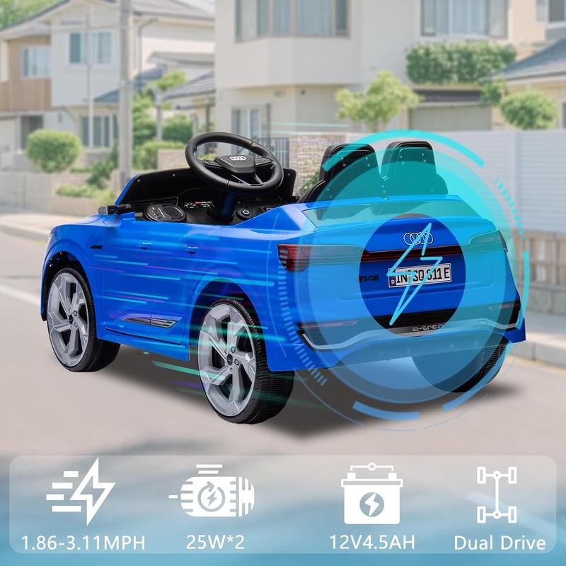 12V Kids Ride-On Electric Audi SQ8 with Parent Remote Control, Dual Drive, Suspension, Adjustable Speed, Music, Volume Control, LED Lights for Ages 3-6