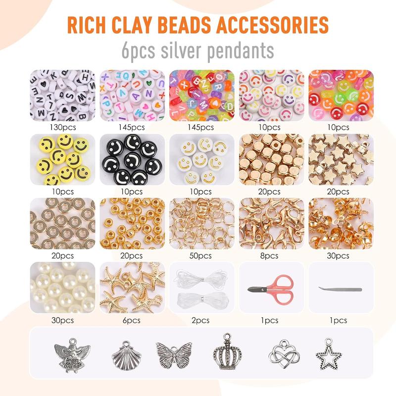 5000 Clay Beads for Bracelet Making Kits, 28 Colors Flat Clay Heishi Beads Jewelry Accessory, Strings for Jewelry Making Kit Bracelets Necklace