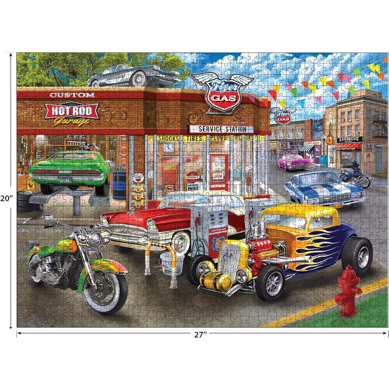 Hot Rod Garage - 1000 Piece Jigsaw Puzzle for Adults