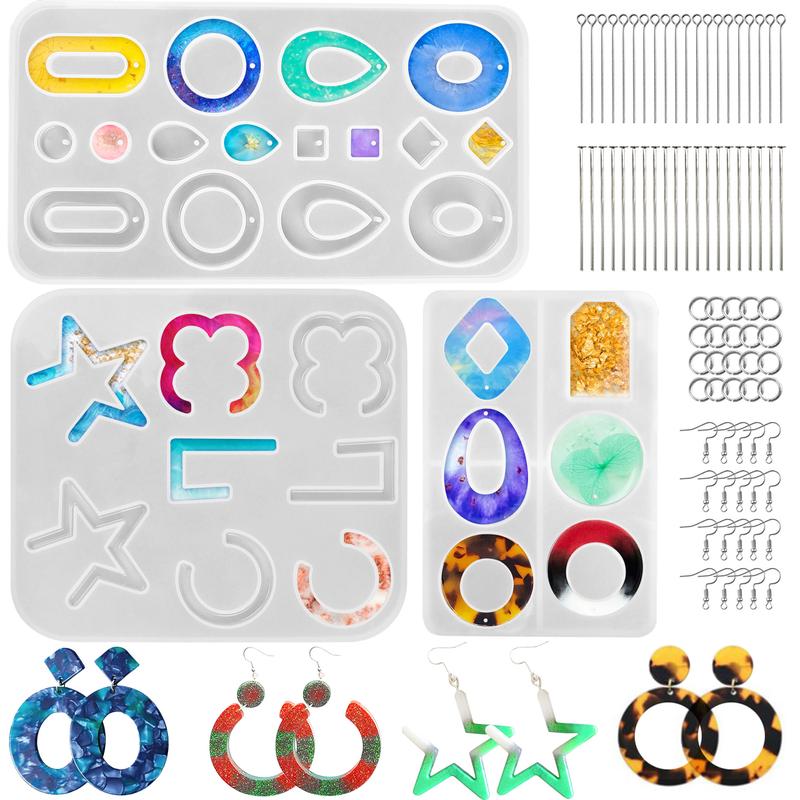 Silicone Resin Molds Kit Jewelry Earrings Mould DIY Making Casting Epoxy Craft Art