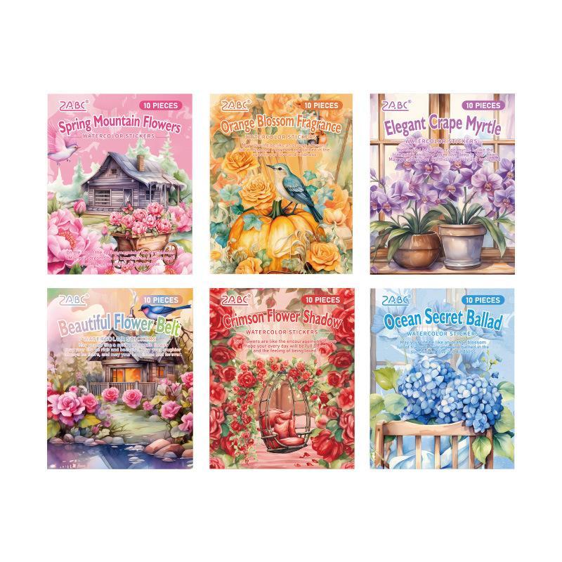 Vintage Flower & Furniture Pattern Sticker, 10pcs set Scrapbooking & Journal Making Material Paper, DIY Decorative Sticker for Stationery Computer Water Bottle