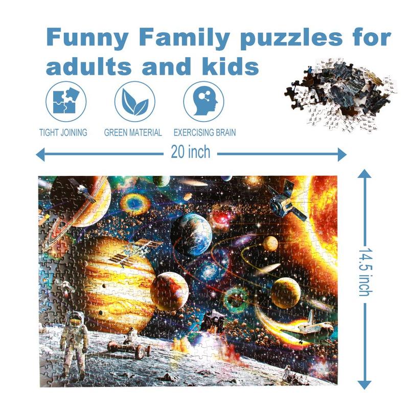 Puzzles for Adults 500 Pieces Jigsaw Puzzles Space Traveler Solar System Puzzle for Family Challenging Hard Puzzle Summer Games 14.5