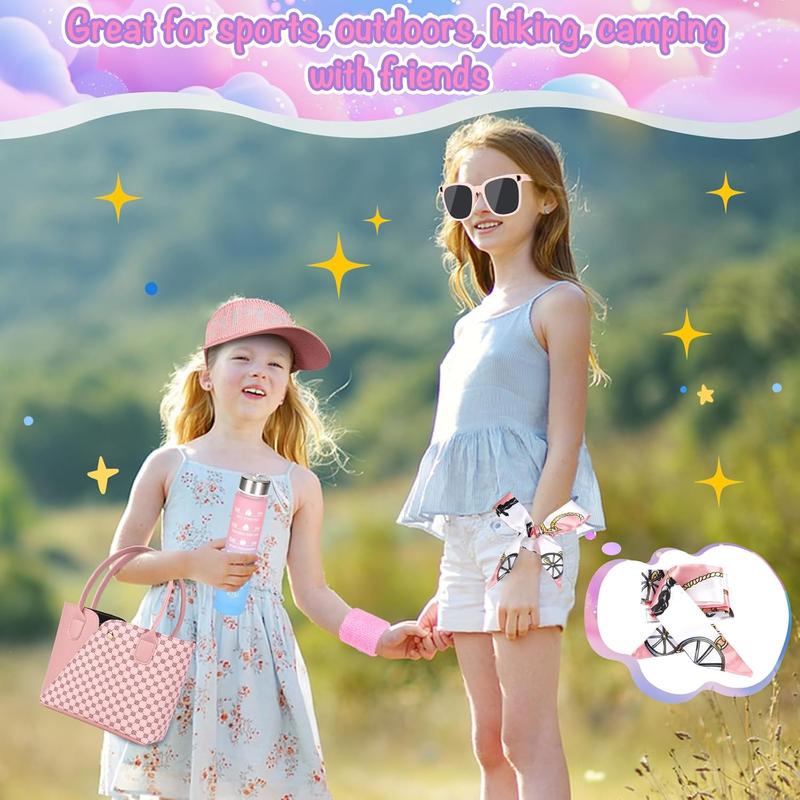 Christmas Play Purse for Little Girls, 34PCS Toddler Sports Purse with Sun Hat, Wristbands, Water Bottle, Princess Toys Includes Handbag, Wallet, Pretend Makeup for Kids Purse Birthday Gift for Girls 3 4 5 6 +