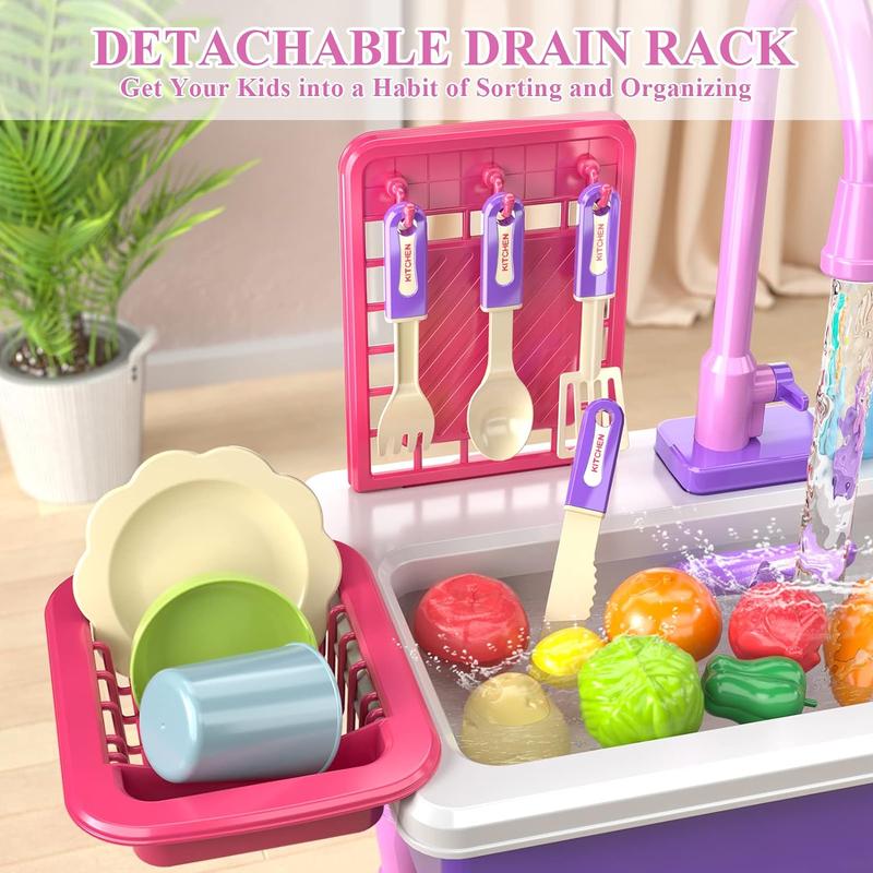 Automatic water circulation sink toys, toy food tableware accessories, kitchen set toys, Christmas gift role play sets