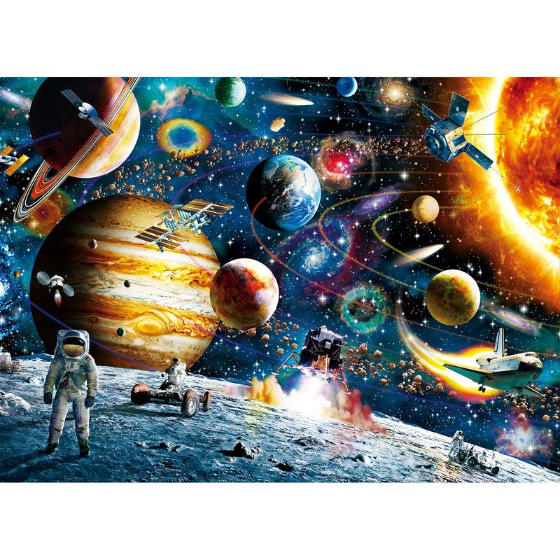 Puzzles for Adults 500 Pieces Jigsaw Puzzles Space Traveler Solar System Puzzle for Family Challenging Hard Puzzle Summer Games 14.5