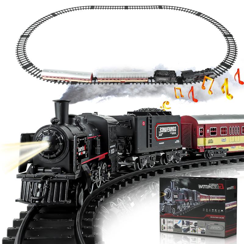 Train Set - Train Toys for Boys with Smokes, Lights and Sound, Toddler Model Trains for 3 4 5 6 7 8+ Years Old Kids Christmas Toys Gifts