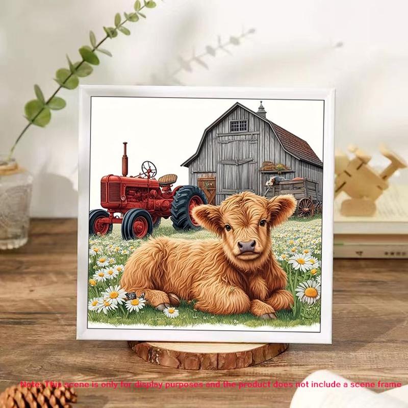 Cartoon Farm Cow Pattern DIY Diamond Arts Colorful Painting Kit without Frame, DIY 5D Diamond Arts Colorful Painting Kit, Wall Art Decor for Home Bedroom