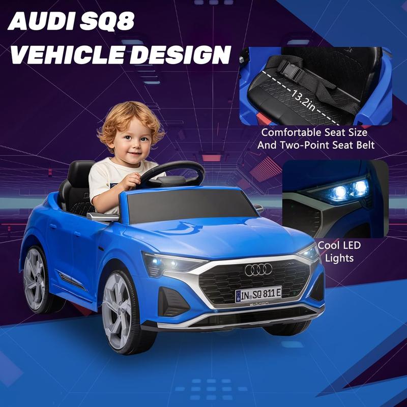 12V Kids Ride-On Electric Audi SQ8 with Parent Remote Control, Dual Drive, Suspension, Adjustable Speed, Music, Volume Control, LED Lights for Ages 3-6