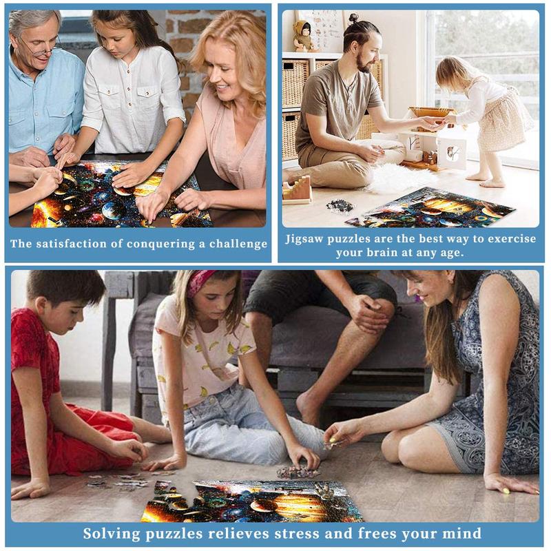 Puzzles for Adults 500 Pieces Jigsaw Puzzles Space Traveler Solar System Puzzle for Family Challenging Hard Puzzle Summer Games 14.5