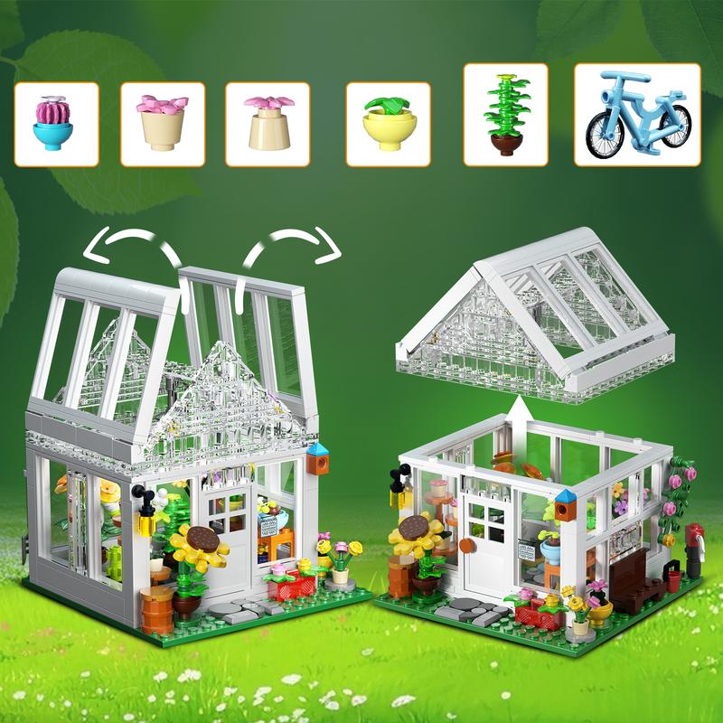 Small White Flower House Building Blocks Set, Great Christmas Gifts for Fans and Kids (382 pcs)