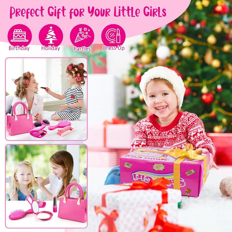 Christmas Little Girl Pretend Play Purse Set with 49PCS Accessories for Toddlers, Birthday Gift for Girls Age 3+