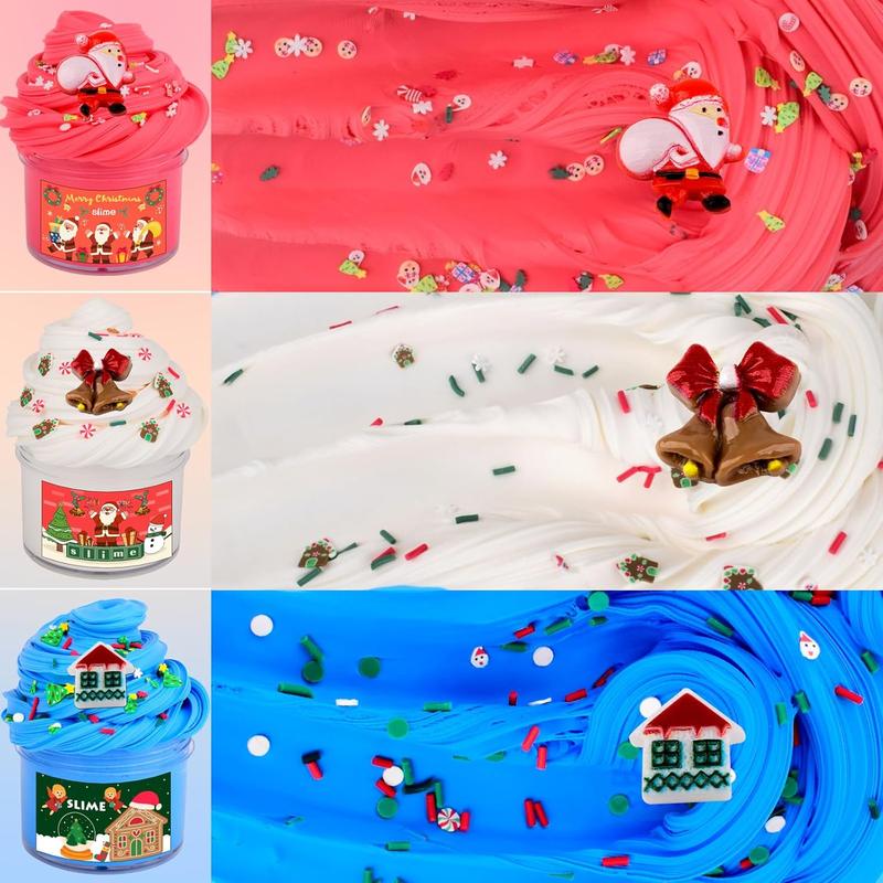 Christmas gift 2024 Advent Calendar: 3-Pack Butter Christmas Slime Kit – Scented DIY Slime for Kids | Stress Relief, Party Favors & Stocking Stuffers