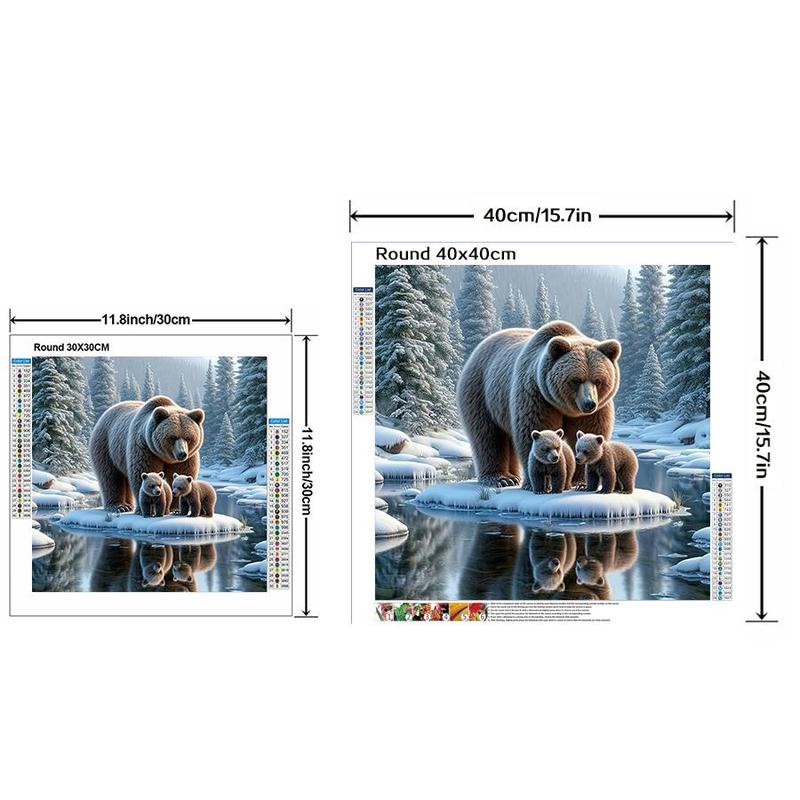 Cute Bear Pattern Diamond Arts Colorful Painting Kit without Frame, 5D Diamond Arts Crafts Kit, DIY Wall Art Decorations for Home