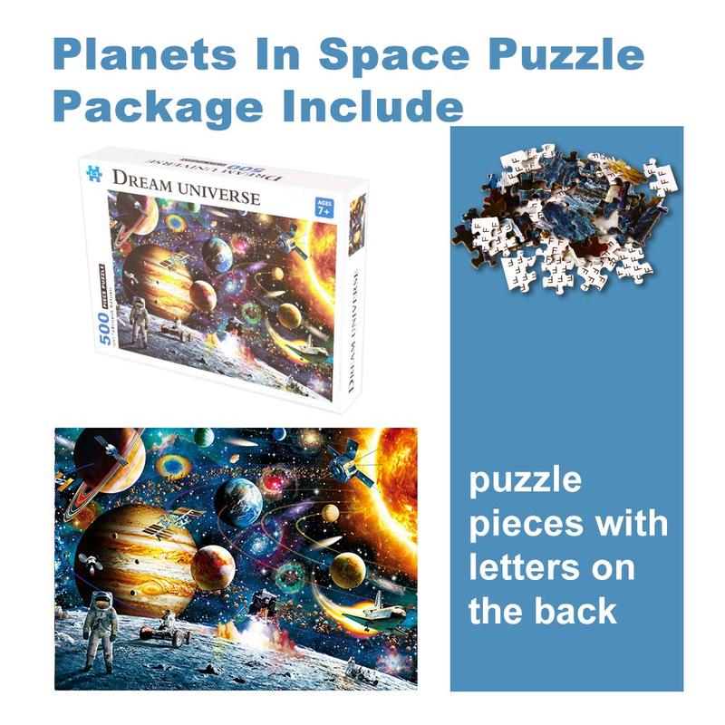 Puzzles for Adults 500 Pieces Jigsaw Puzzles Space Traveler Solar System Puzzle for Family Challenging Hard Puzzle Summer Games 14.5