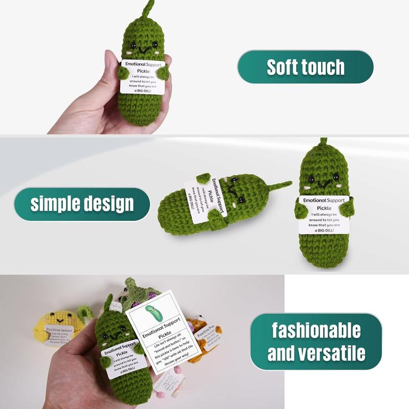 Handmade Mini Funny Positive Emotional Support Pickle, Christmas Crochet Gifts Cute Stuff Funny Knitted Wool Handwoven Ornaments