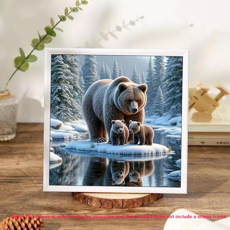 Cute Bear Pattern Diamond Arts Colorful Painting Kit without Frame, 5D Diamond Arts Crafts Kit, DIY Wall Art Decorations for Home