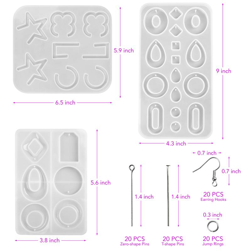 Silicone Resin Molds Kit Jewelry Earrings Mould DIY Making Casting Epoxy Craft Art