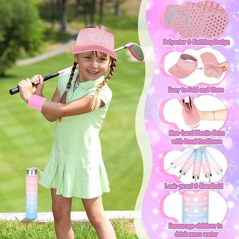 Christmas Play Purse for Little Girls, 34PCS Toddler Sports Purse with Sun Hat, Wristbands, Water Bottle, Princess Toys Includes Handbag, Wallet, Pretend Makeup for Kids Purse Birthday Gift for Girls 3 4 5 6 +