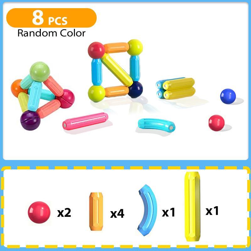 Random Color Magnetic Building Blocks, Magnet Balls and Rods Toys, Stem Sticks Toy, Learning Educational Block Building Set Toys