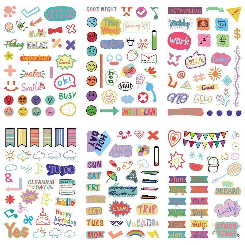 Colorful Planner Sticker, 8 Counts set Cute Creative Wall Sticker, Self Adhesive Decorative Sticker for DIY Scrapbooking, Journaling, Gift Wrapping