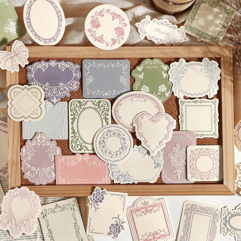 Vintage Embossed Flower Pattern Material Paper, 30pcs box Scrapbooking & Stamping Paper, DIY Decorative Paper for Scrapbooking & Journal Making