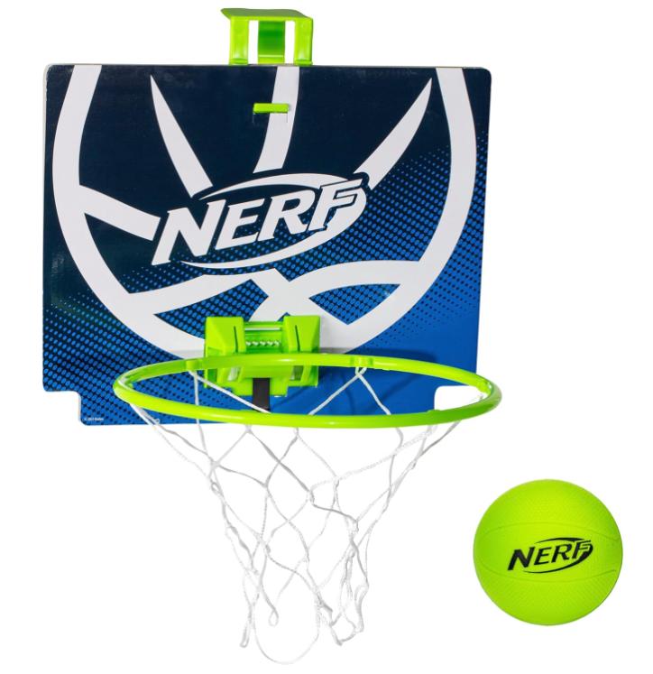 Nerf Mini Over The Door Basketball Hoop - Nerfoop Indoor Basketball Hoop for Kids - Toy Door Basketball Hoop + Mini Foam Basketball Game Set - Perfect for Bedroom Indoor Basketball - Green