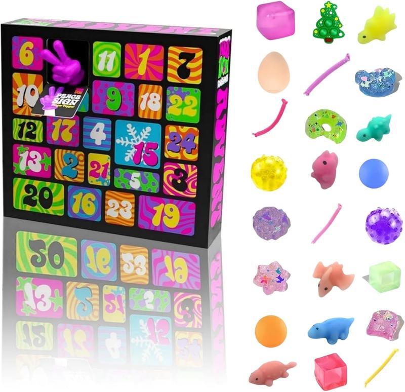 Advent Calendar 2024 with 24 Mini Squeeze Toys Christmas Squishy Advent Calendar 2024 with 24 Days of Christmas Gifts Christmas Countdown Calendar