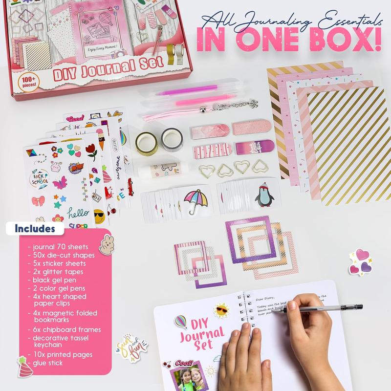 DIY Journal Kit for Girls - 100 Pcs Teen Tween Journal for Girls - Trendy Stuff Birthday Gift for Girls - 6 7 8 9 10 11 12 13 14 Year Old Girl...