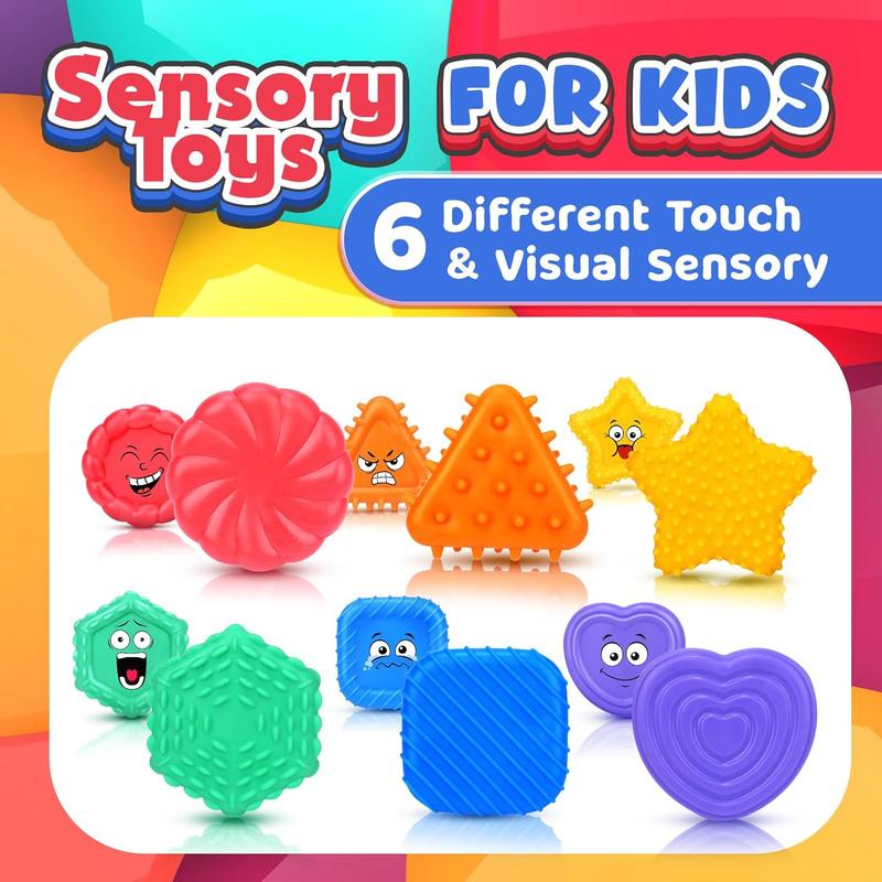 Sensory Toys Kids Toddlers-Social Emotional Feelings Toys Special Needs, Texture Shapes Learning Toy Preschool Fidget Classroom Must Haves, Calm Down Tools Autistic Children, Stocking Stuffers