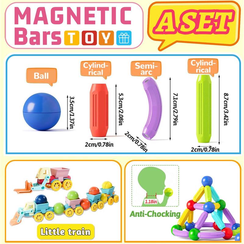 Random Color Magnetic Building Blocks, Magnet Balls and Rods Toys, Stem Sticks Toy, Learning Educational Block Building Set Toys