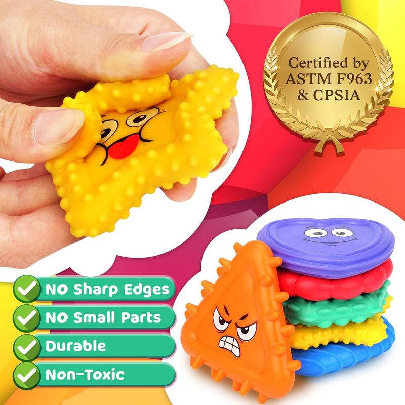 Sensory Toys Kids Toddlers-Social Emotional Feelings Toys Special Needs, Texture Shapes Learning Toy Preschool Fidget Classroom Must Haves, Calm Down Tools Autistic Children, Stocking Stuffers