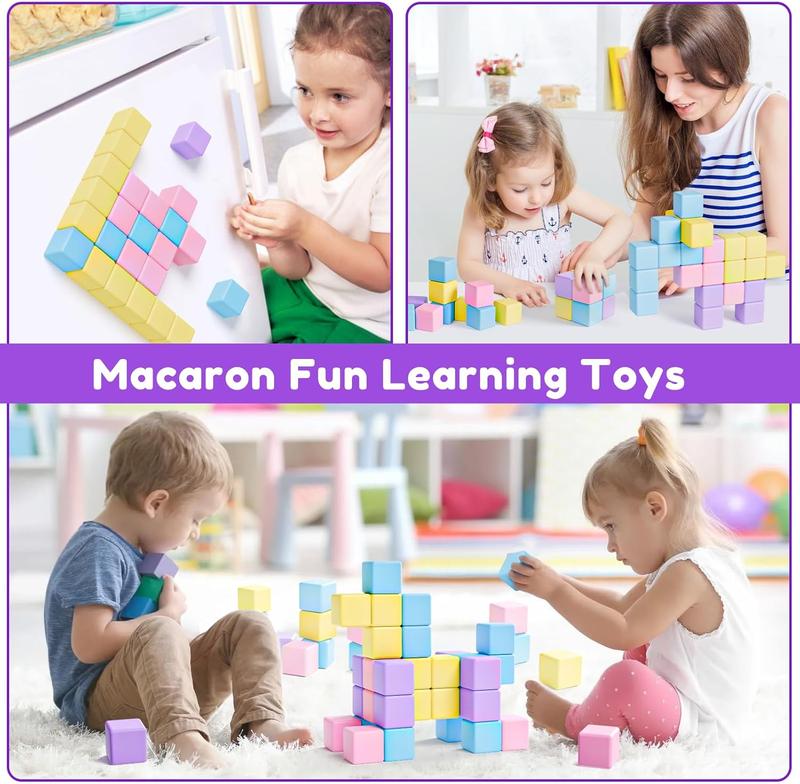 Magnetic Blocks for Toddlers Ages 3-5 Macaron 1.21 Inches Magnetic Building Blocks for Kids Ages 4-8 Gifts Montessori Magnet Cubes Sensory Toys for 3+ 4 5 6 7 Year Old Girls Boys Birthday Christmas