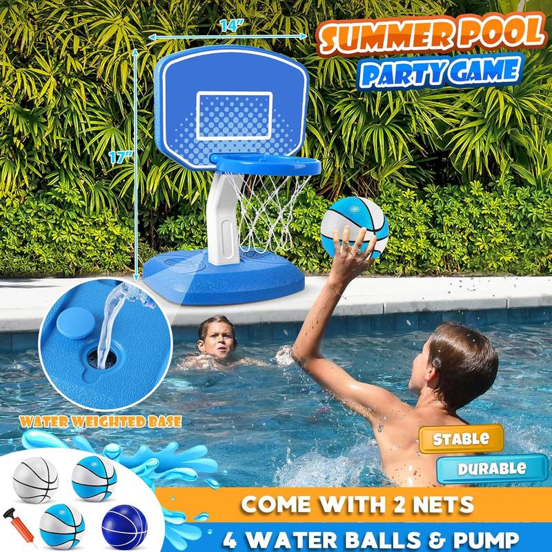 Pool Basketball Hoop Poolside Swimming Pool Basketball Game, Pool Accessories for Inground Pools, Indoor & Outdoor Toy Hoop with Adjustable Height, Summer Water Games for Kids and Adults